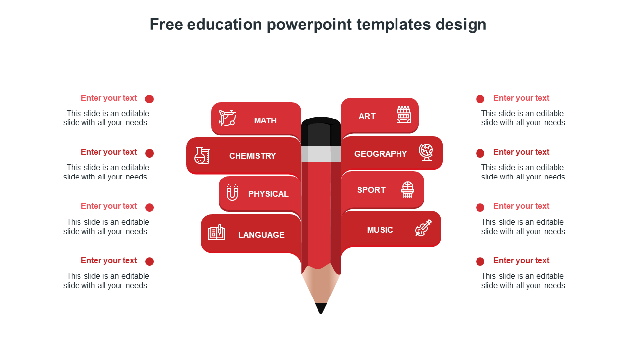 free education powerpoint templates design-red